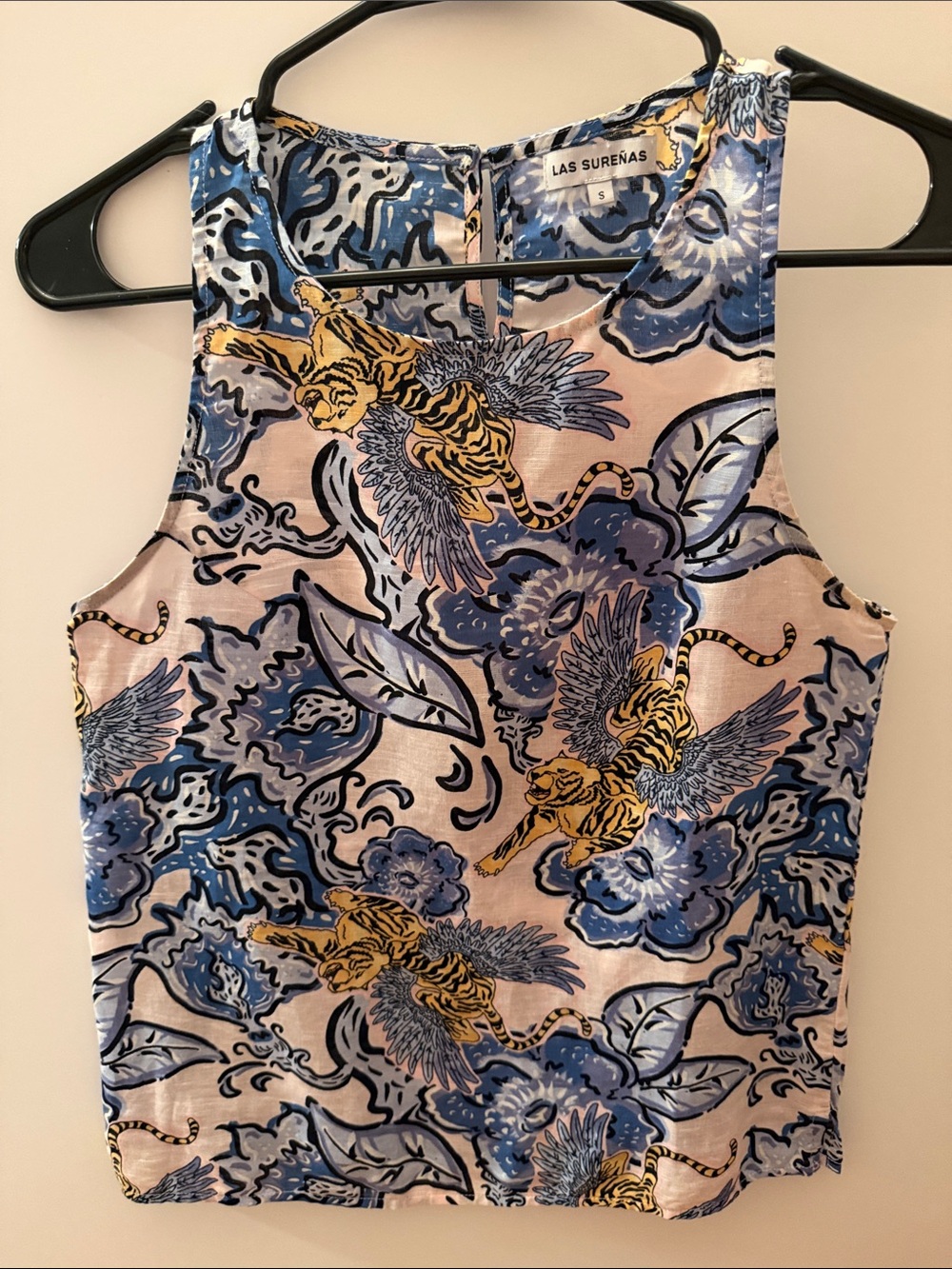 Las Sureñas Blue Floral & Tiger Print Sleeveless Top